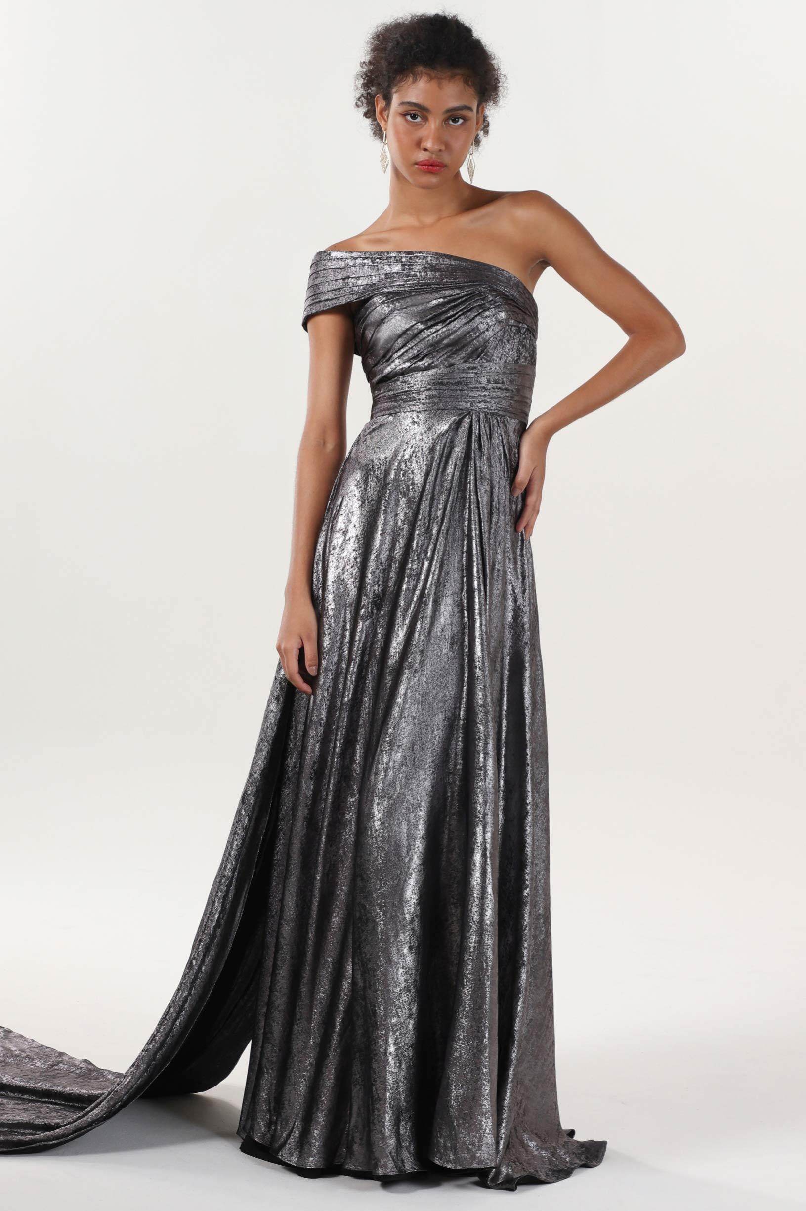 A-Line Maxi Metallic Formal Dress CS0653 - COCOMELODY